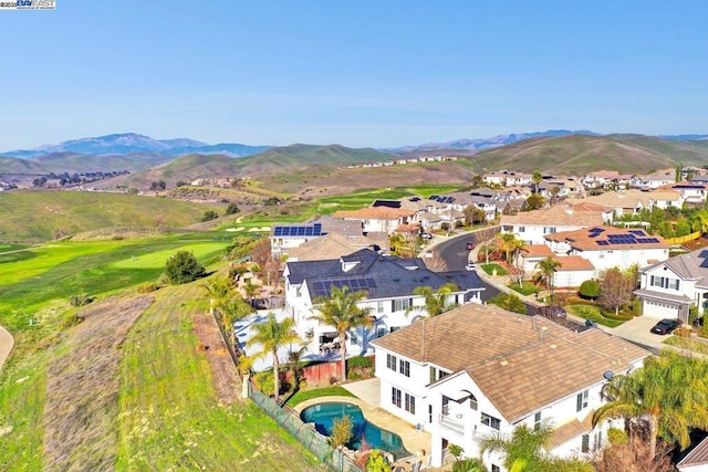 aerial view with a mountain view