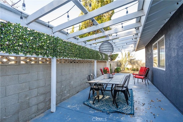 view of patio with a pergola