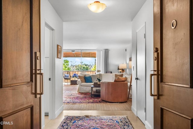 interior space with light tile patterned floors