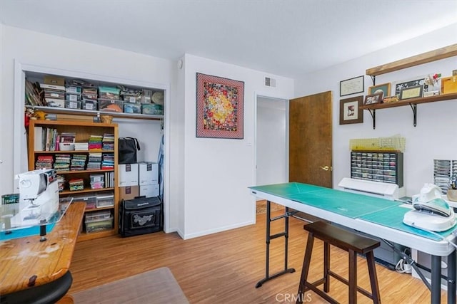 office area featuring light hardwood / wood-style flooring