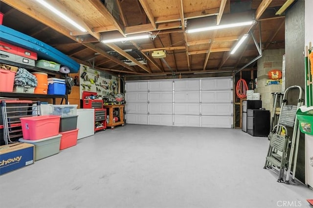 garage with a garage door opener