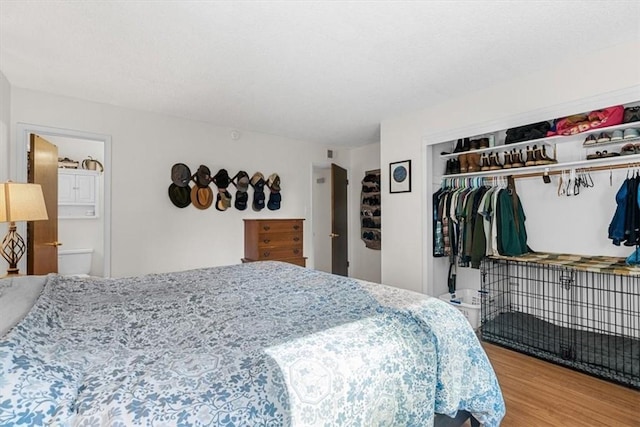 bedroom featuring a closet and wood-type flooring