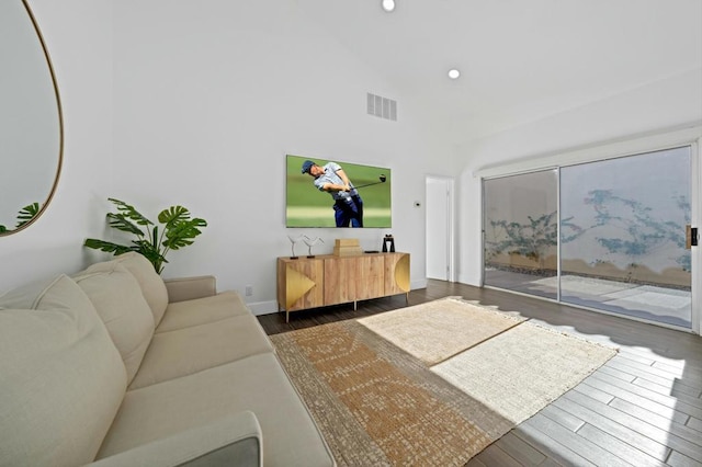 living room featuring dark hardwood / wood-style flooring