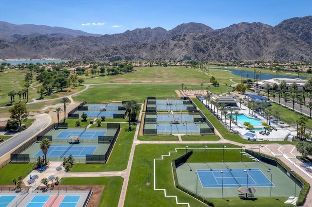 aerial view with a mountain view