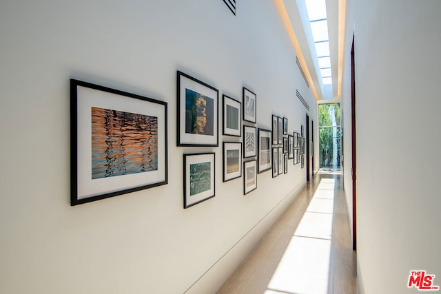 hall with a skylight