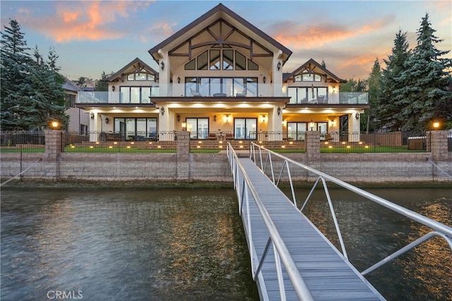 dock area with a balcony