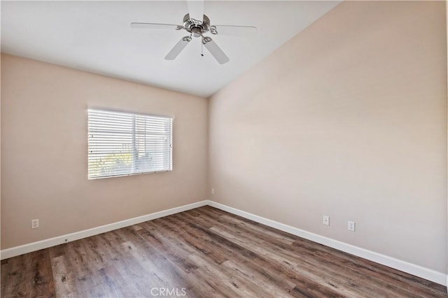 spare room featuring ceiling fan and wood-type flooring