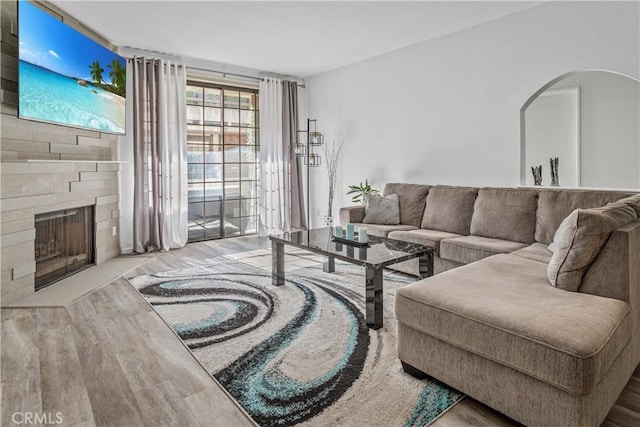 living room featuring light hardwood / wood-style flooring