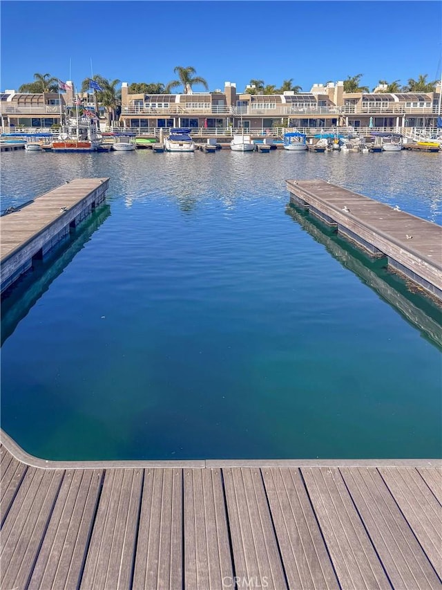 view of dock featuring a water view