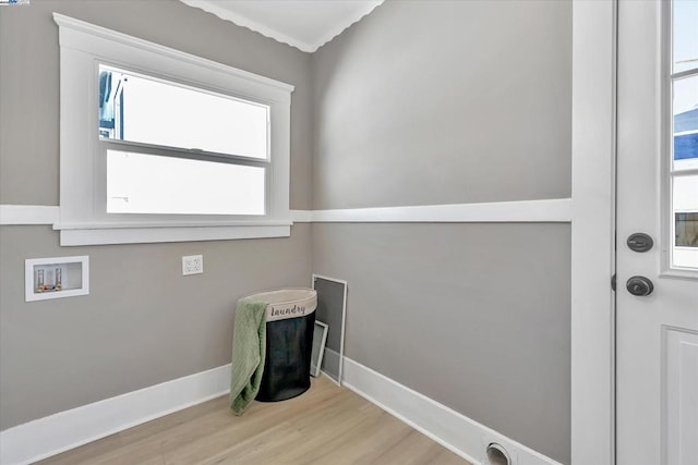 washroom featuring light hardwood / wood-style floors and hookup for a washing machine