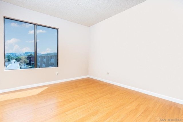 empty room featuring a textured ceiling and wood-type flooring