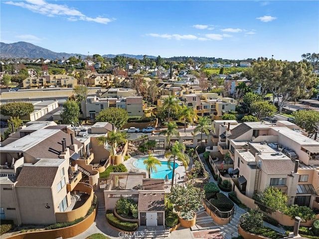 aerial view with a mountain view