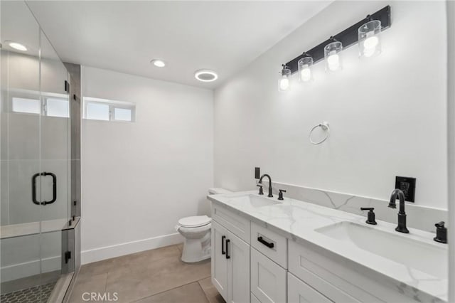 1536 Wollacott St, Redondo Beach, CA 90278 - full bath with a stall shower, toilet, tile patterned flooring, baseboards, and double vanity