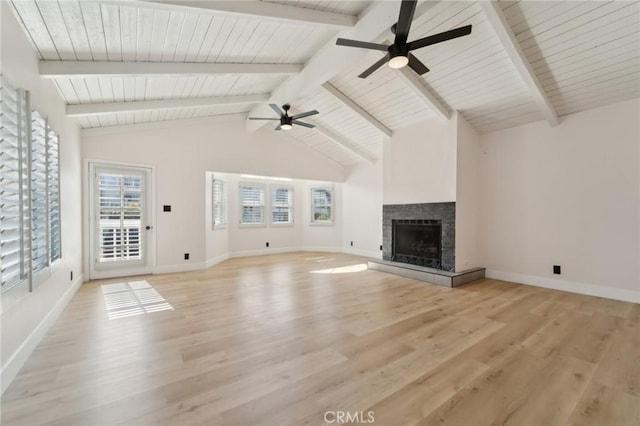 1536 Wollacott St, Redondo Beach, CA 90278 - unfurnished living room featuring a ceiling fan, a fireplace with raised hearth, baseboards, light wood-style floors, and wood ceiling