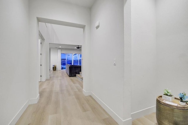 hall featuring light hardwood / wood-style floors