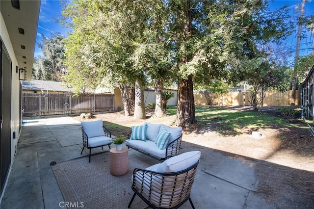 view of patio / terrace featuring an outdoor living space