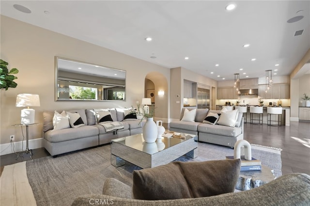 living room with wood-type flooring