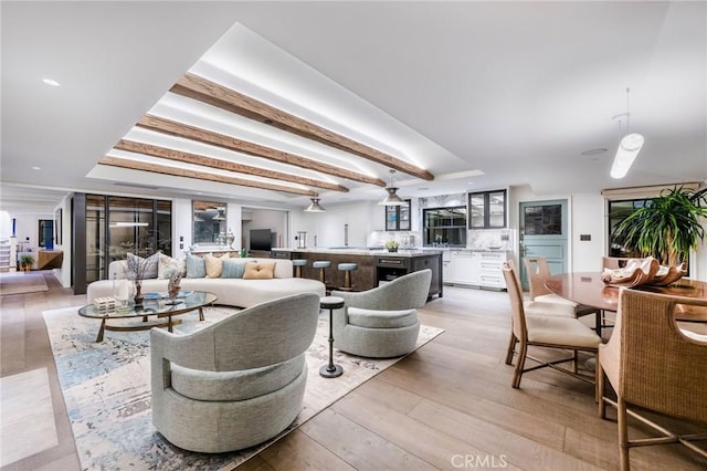 living room with light wood-type flooring