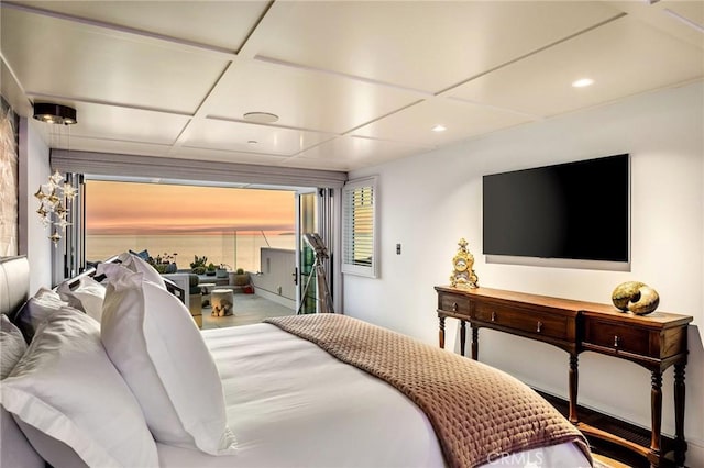 bedroom with coffered ceiling