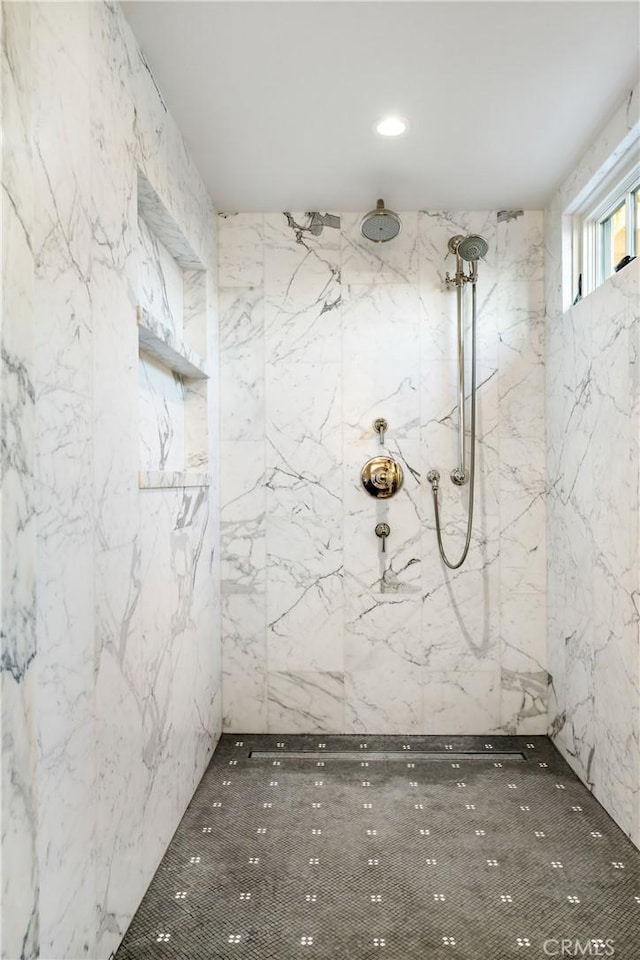 2040 Ocean Way, Laguna Beach, CA 92651 - bathroom featuring a marble finish shower and recessed lighting