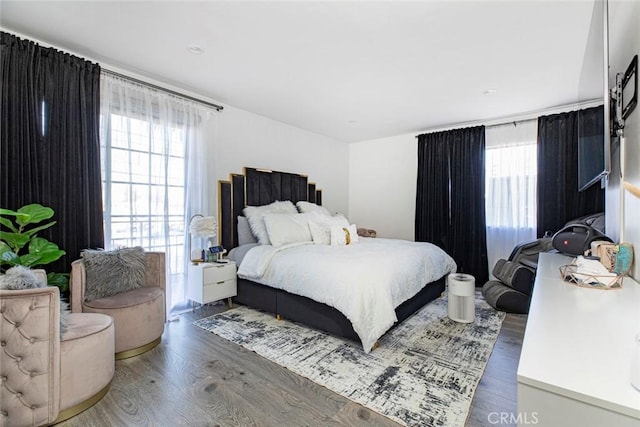 bedroom with hardwood / wood-style floors