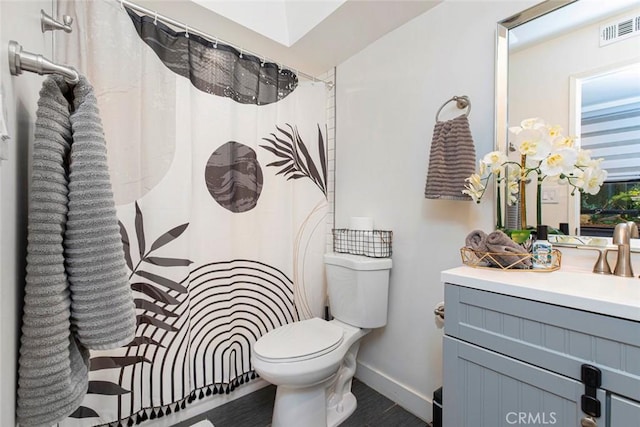 bathroom with toilet and vanity