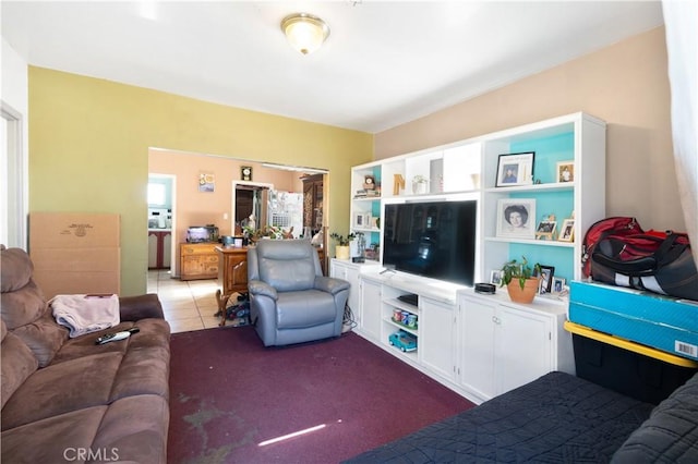 view of tiled living room