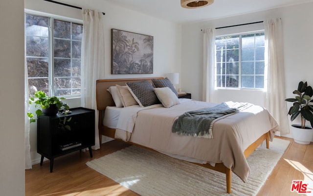 bedroom featuring light hardwood / wood-style flooring