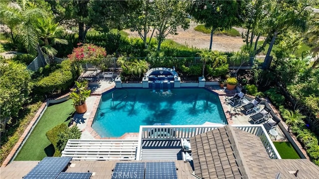 view of swimming pool featuring a patio