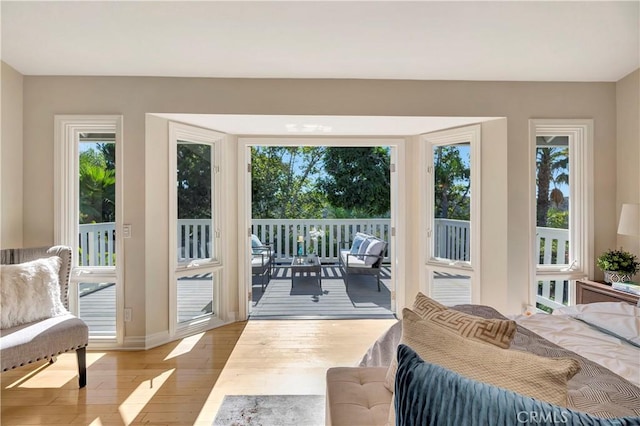 doorway featuring light hardwood / wood-style flooring