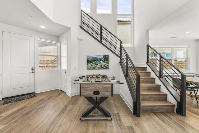 foyer entrance featuring hardwood / wood-style flooring