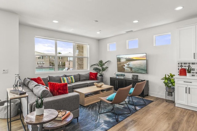 living room featuring light hardwood / wood-style floors