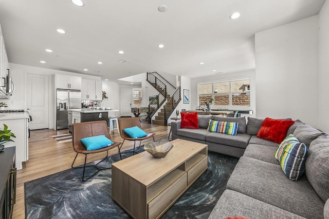 living room with hardwood / wood-style flooring