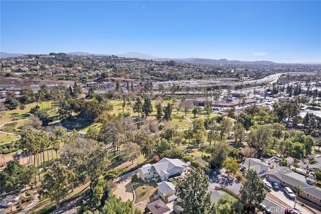 bird's eye view with a mountain view