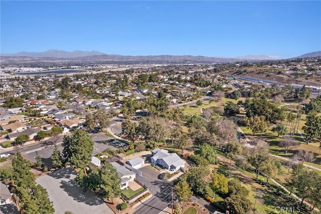 drone / aerial view with a mountain view