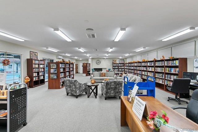 view of carpeted office space