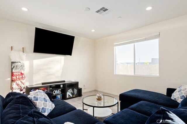 view of tiled living room