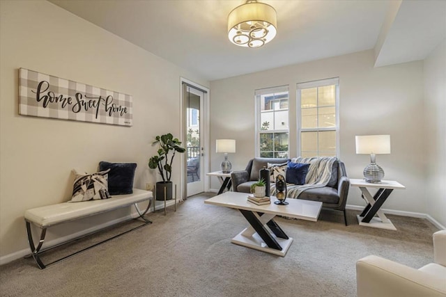 living room with carpet