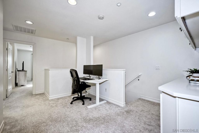 view of carpeted office space