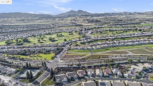 aerial view with a mountain view