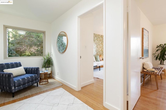 sitting room featuring light wood-type flooring