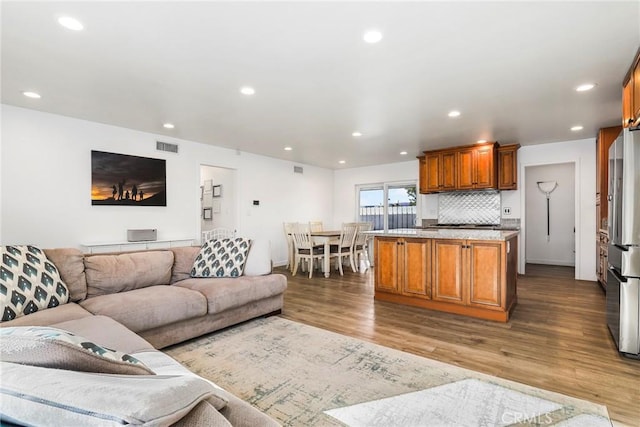 living room with wood-type flooring