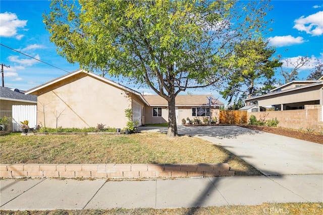 ranch-style house featuring a front yard