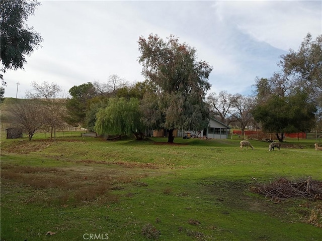 view of yard with a rural view