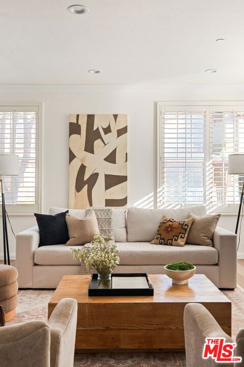 living room featuring a wealth of natural light