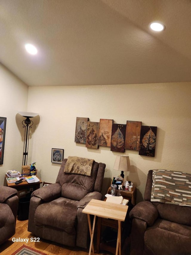 living room with hardwood / wood-style flooring