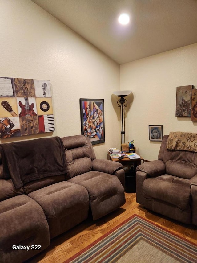 living room with hardwood / wood-style floors