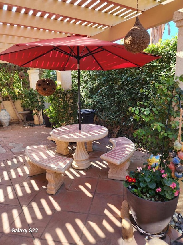 view of patio / terrace with a pergola