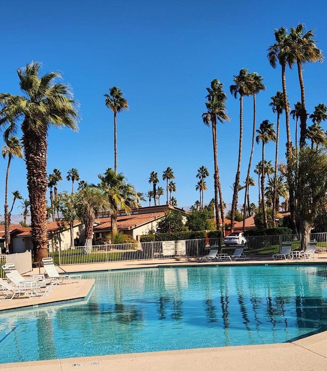 view of swimming pool with a patio area