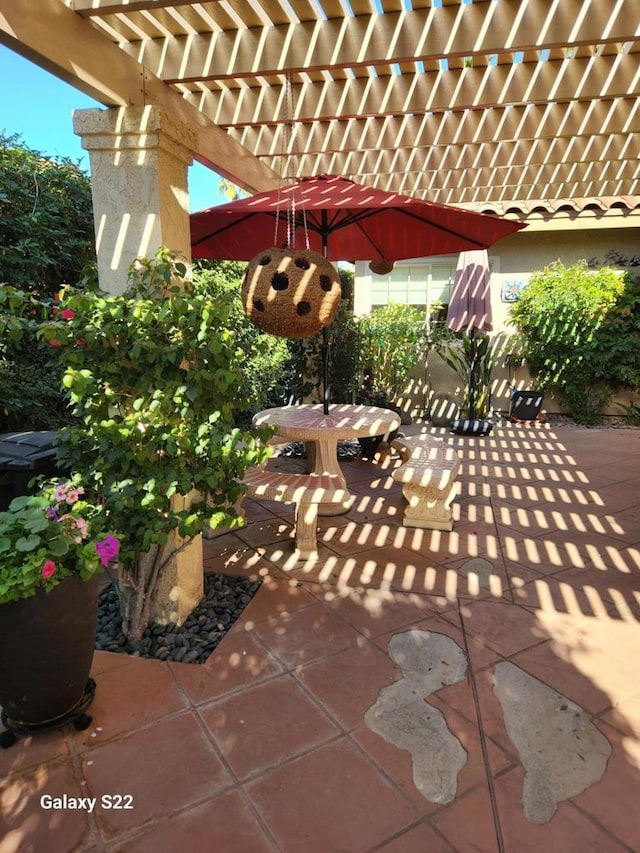 view of patio with a pergola